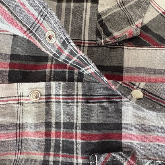 Casual Country Shirt Men's XL Black White Red Button Up Plaid Western Pearl Snap - Picture 7 of 8